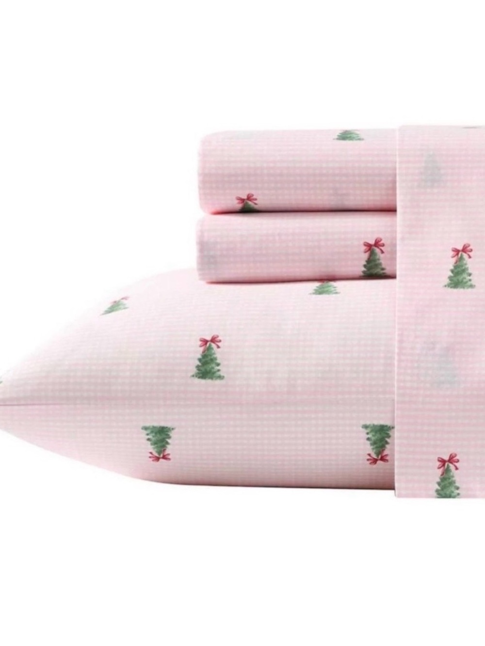 High Demand Laura Ashley Pink Gingham Christmas Tree with BOW Sheets ~ KING HTF